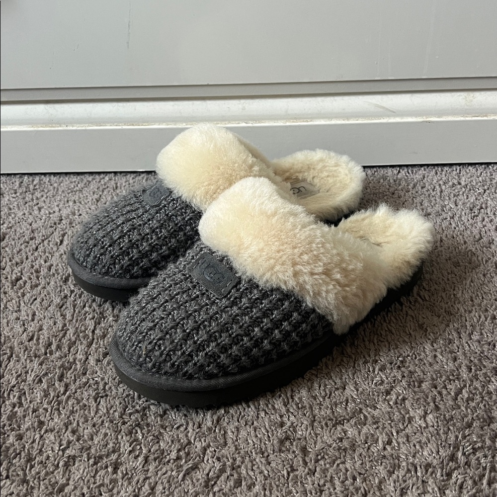 UGG Gray Cozy Knit Slippers